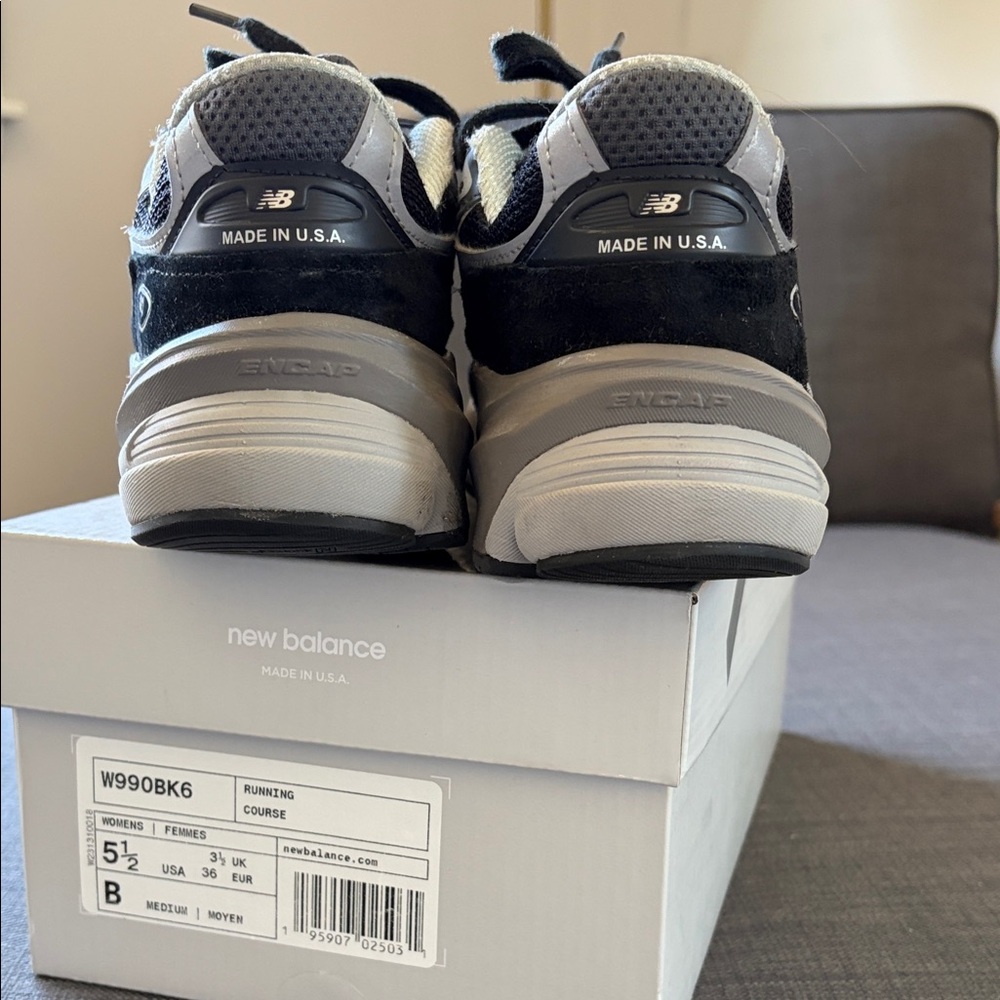 New Balance 990 Black and White Running Shoes sz 5.5 - Picture 3 of 5